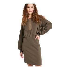 Phillip Lim Army Green Poplin Trimmed Cotton Mini Dress Size Large